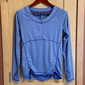 Athleta Half Zip Active Heather Blue Women's Top: Size Small